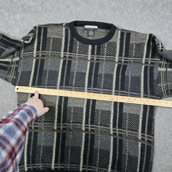 Vintage Geoffrey Beene Sweater Mens XL Gray Multicolor Color Block Grandpa - Picture 8 of 12